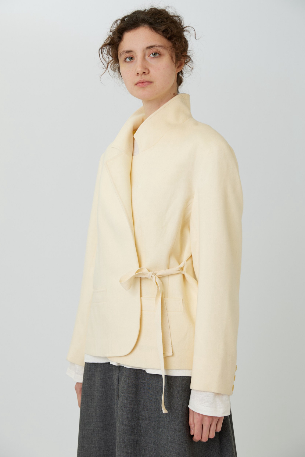 Винтажный жакет из молочной шерсти 