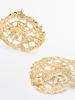Massimo Dutti Круглые кружевные серьги, золотистый