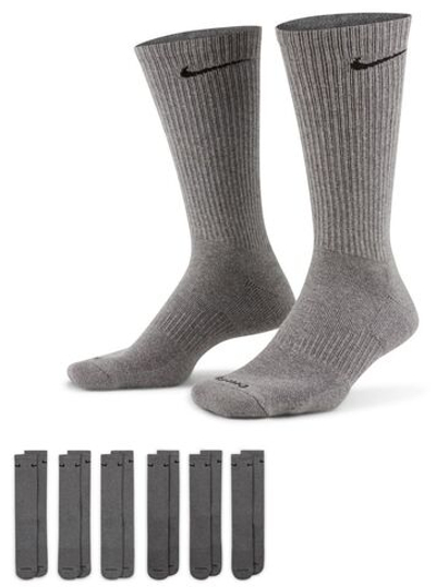 Носки теннисные Nike Everyday Plus Cushion Crew Socks 6P - carbon heather/black