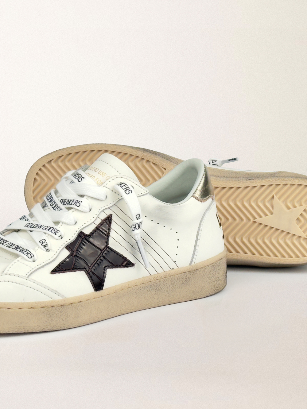 Ball Star with burgundy croc-print leather star and gold heel tab