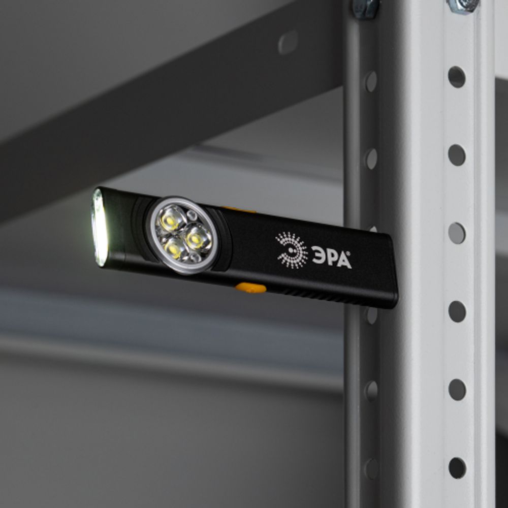 Светодиодный фонарь ЭРА Рабочие Практик RA-707 аккумуляторный 11 режимов магнит клипса турбо режим 10Вт