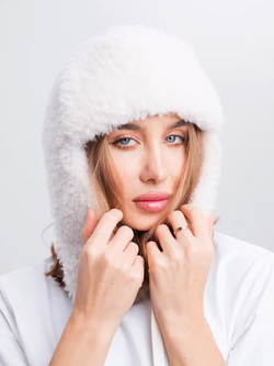 Ушанка теплая, белая, SilverFox