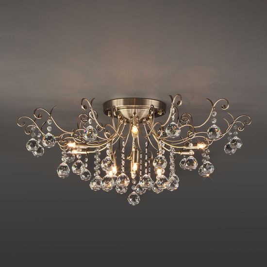 10042/12 / потолочный светильник /   античная бронза/прозрачный хрусталь