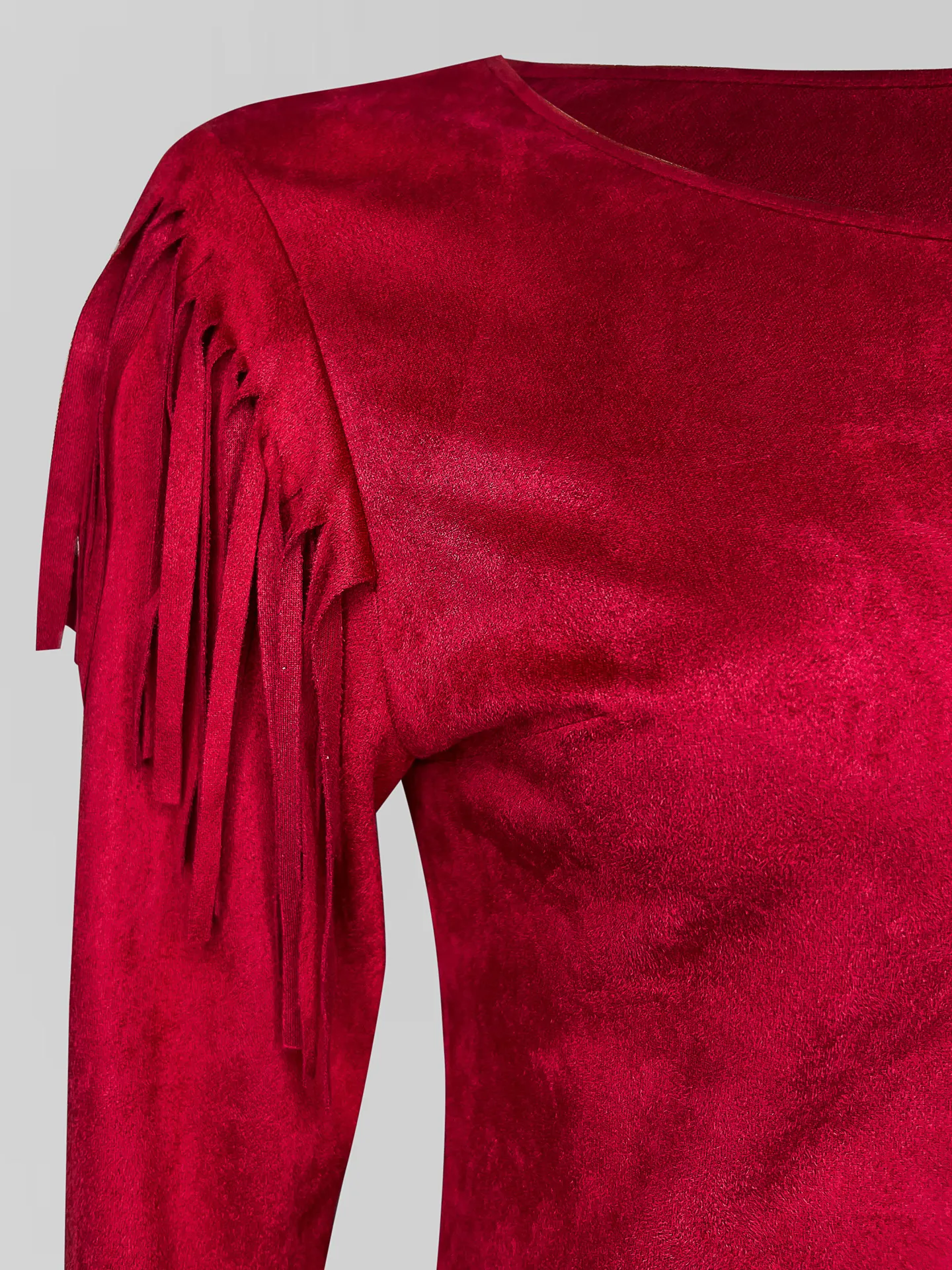 Платье Isabel 651 однотонное замшевое с бахромой на рукавах