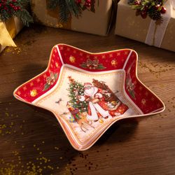 БЛЮДО-ЗВЕЗДА LEFARD "ДЕД МОРОЗ" 28*28*5 СМ КРАСНОЕ (КОР=8ШТ.)