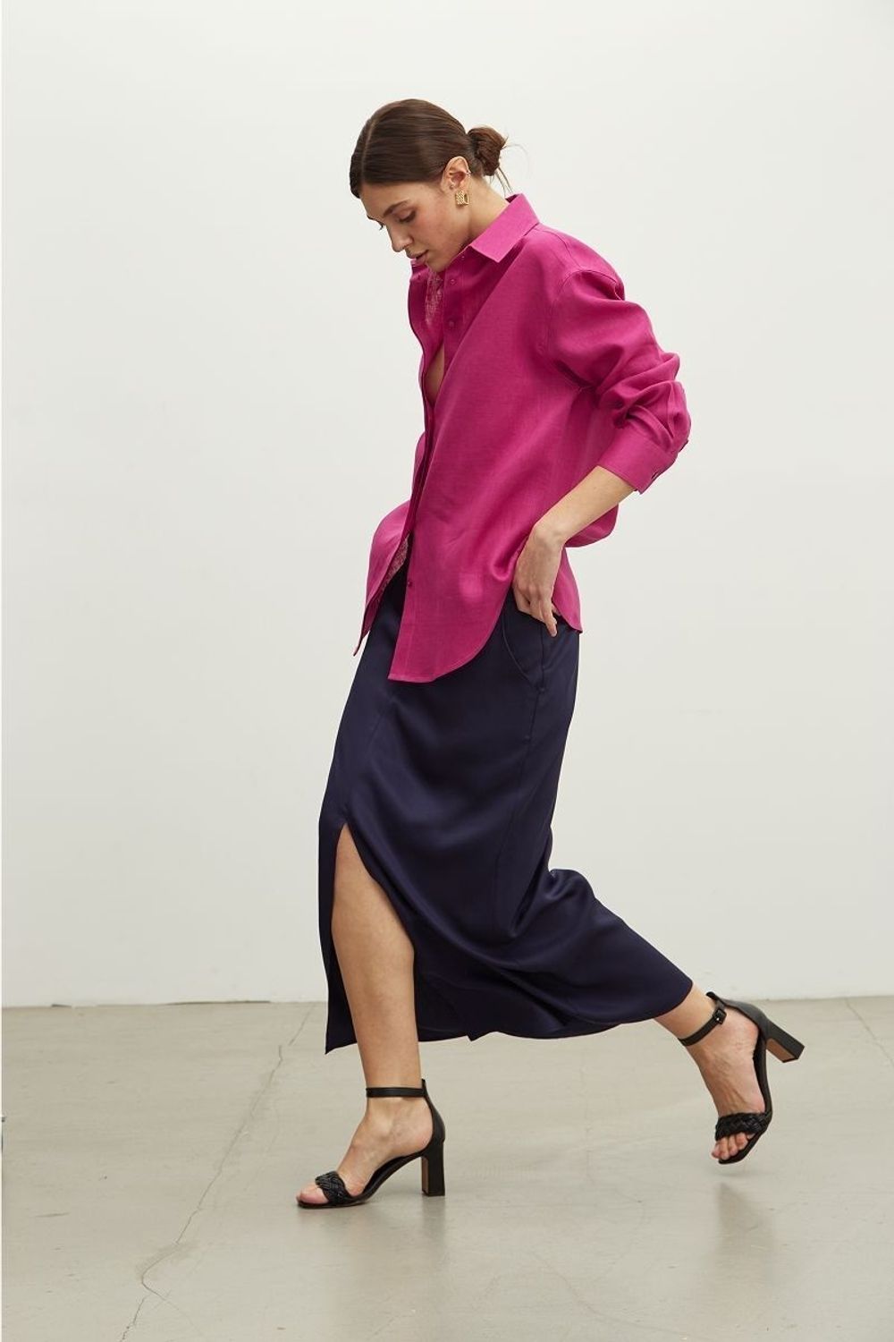 Рубашка Хельсинки Фуксия лен