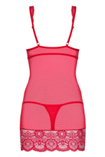 Полупрозрачная облегающая сорочка с лифом на косточках (Размер: S-M) (Цвет: красный)