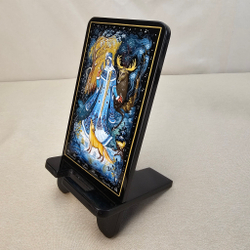 Сувенирная подставка для телефона с росписью Палех "Снегурочка"