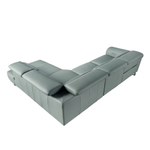 Угловой диван- реклайнер с правым шезлонгом 6252 из бирюзовой кожи