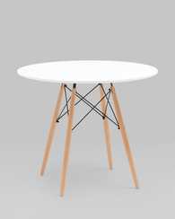 EAMES DSW D90, белый, столешница МДФ, ножки метал, массив бука