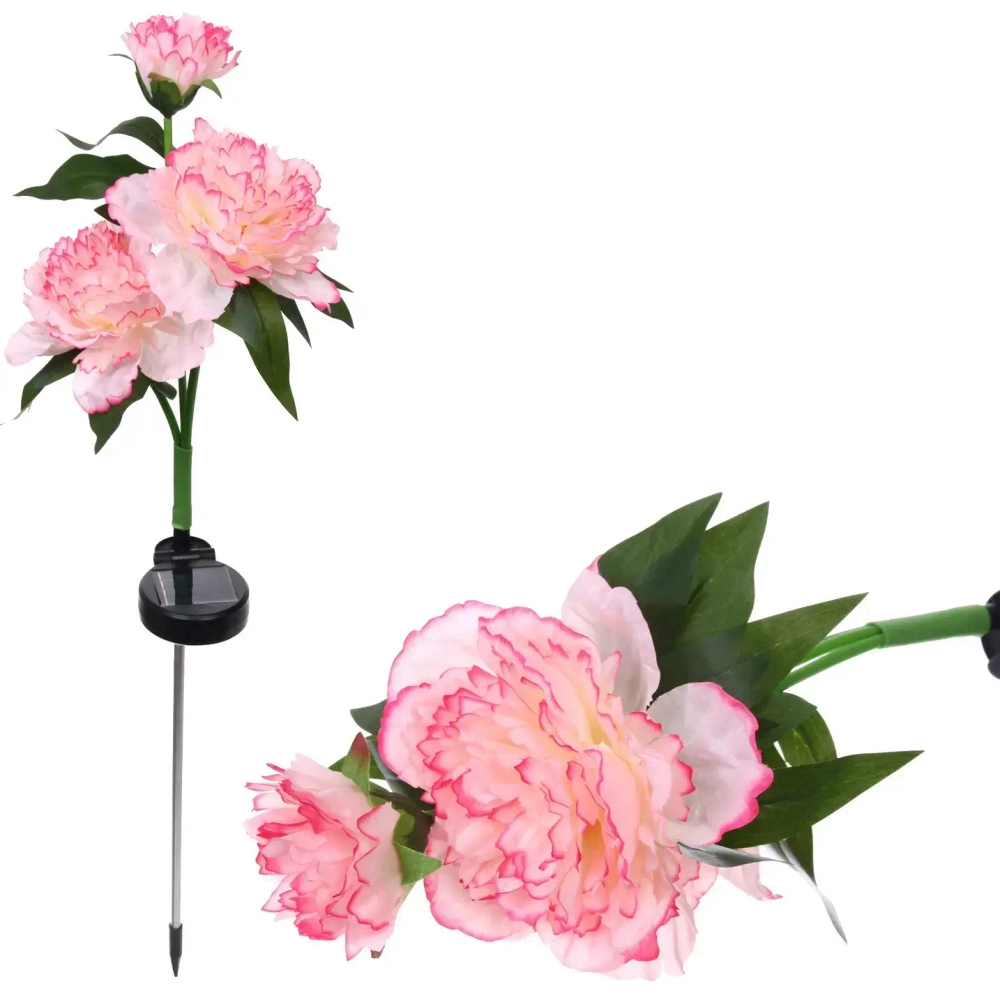 Светильник на солн.батарее (фигура на спице с подсветкой) «Великолепная роза» 73 см, Розовый (свечение белое)