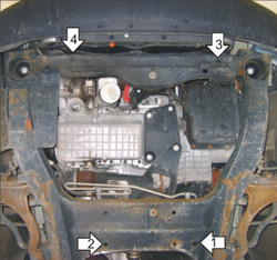 Усиленная защита Motodor картера двигателя, кпп. 2 мм, сталь. для Chrysler Pacifica 2003-2008 арт.00307
