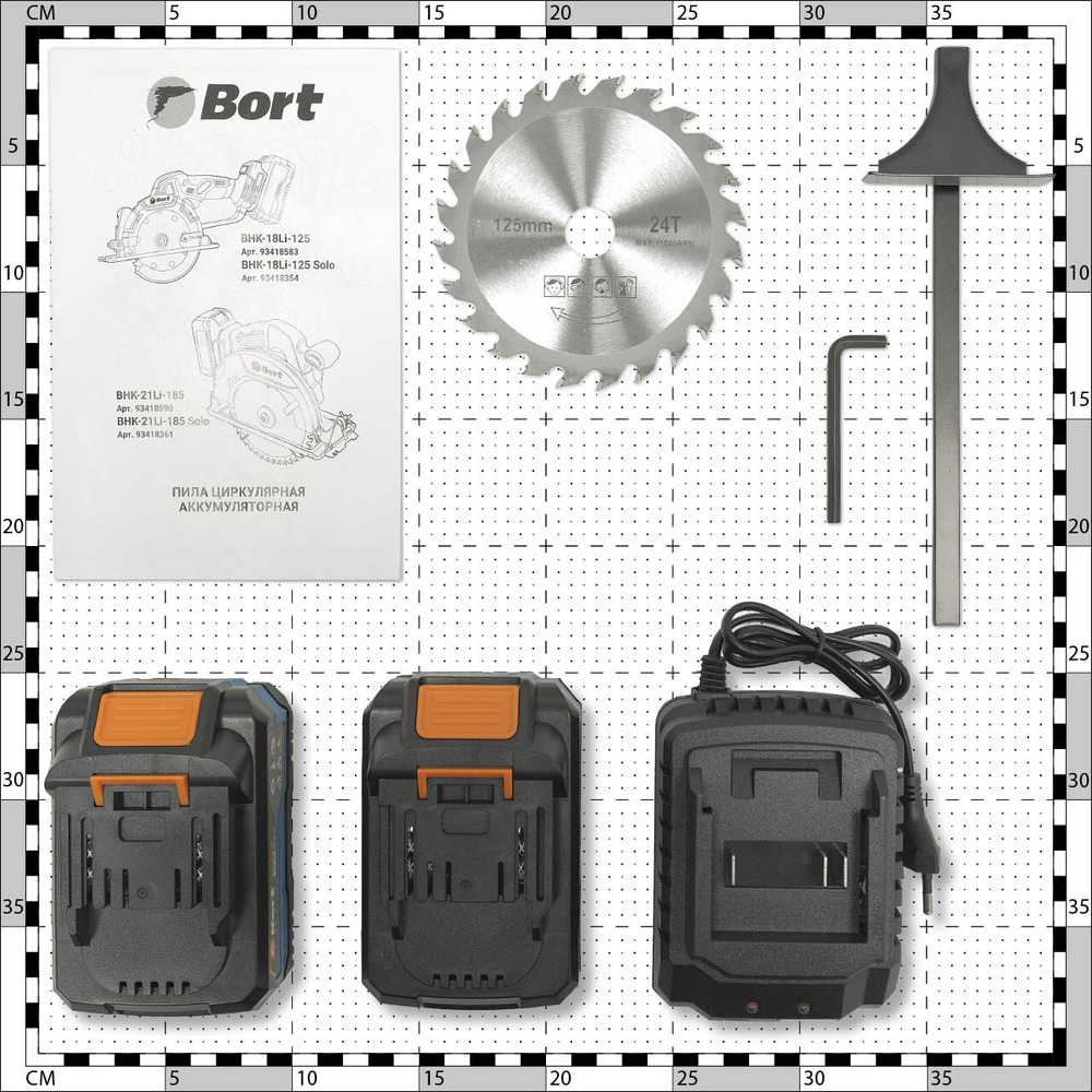 Пила циркулярная аккумуляторная BORT BHK-18Li-125 (2*3,0 Ач + ЗУ)
