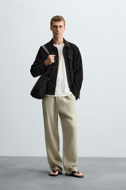 ZARA КУРТКА-РУБАШКА ИЗ ИСКУССТВЕННОЙ ЗАМШИ, ЧЕРНЫЙ