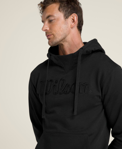 Куртка теннисная Wilson Night Script Eco Cotton PO Hoody Slimfit - black/black