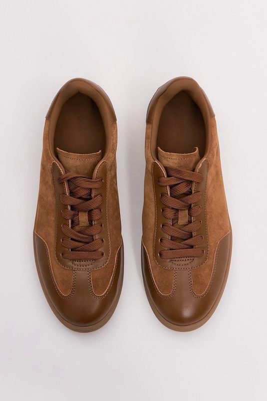 Кеды из замши с отделкой из кожи, коричневый