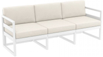 Диван пластиковый трехместный с подушками Siesta Contract Mykonos XL, белый, бежевый
