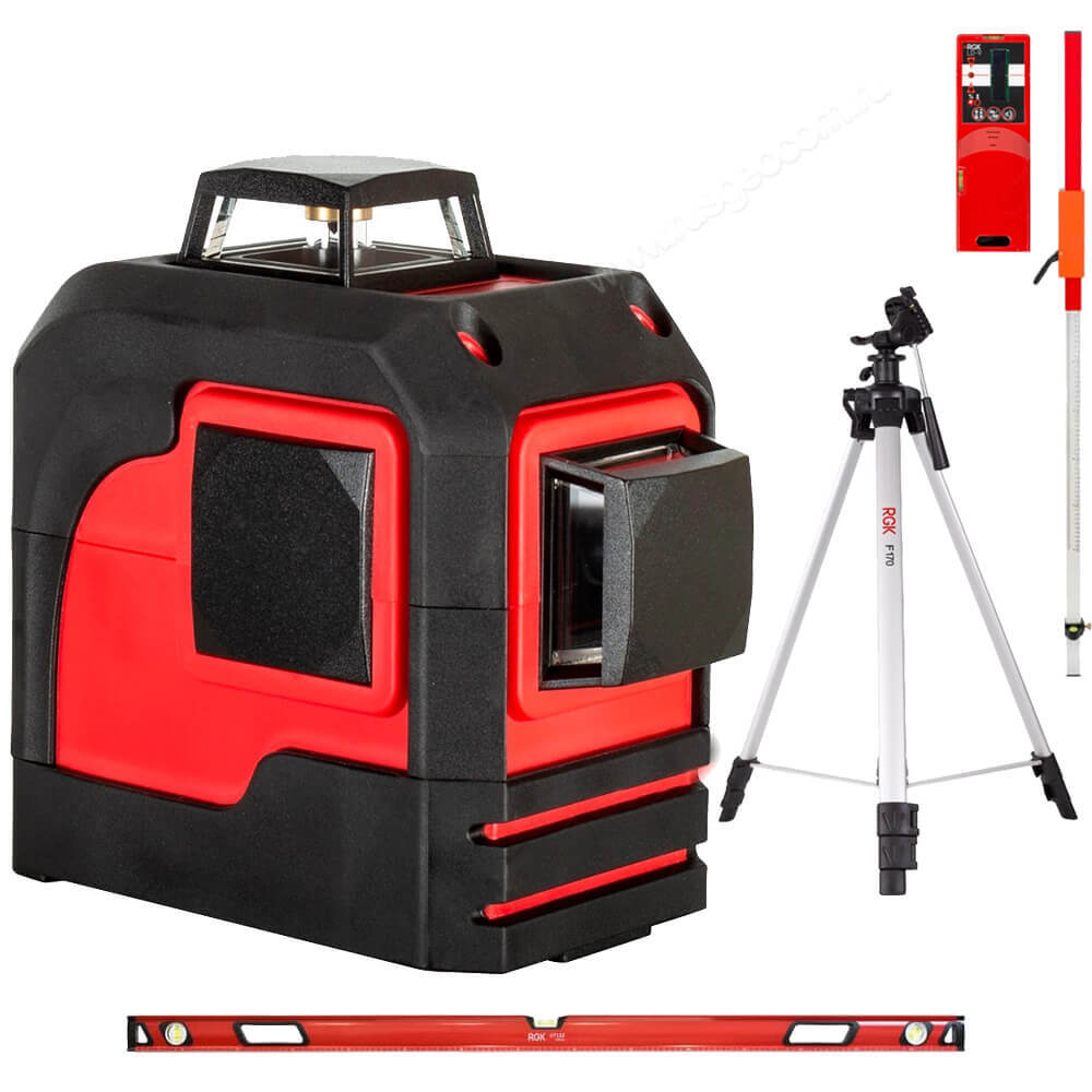Комплект: лазерный уровень RGK PR-2M + штатив RGK F170, приемник RGK LD-9, рейка RGK LR-2, уровень RGK U7150
