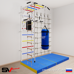 Шведская стенка Sv Sport 54550 (Турник рукоход/Брусья/Канат/Лестница/Цепь/Мешок 15кг/Мат 2м/Канатный лаз)