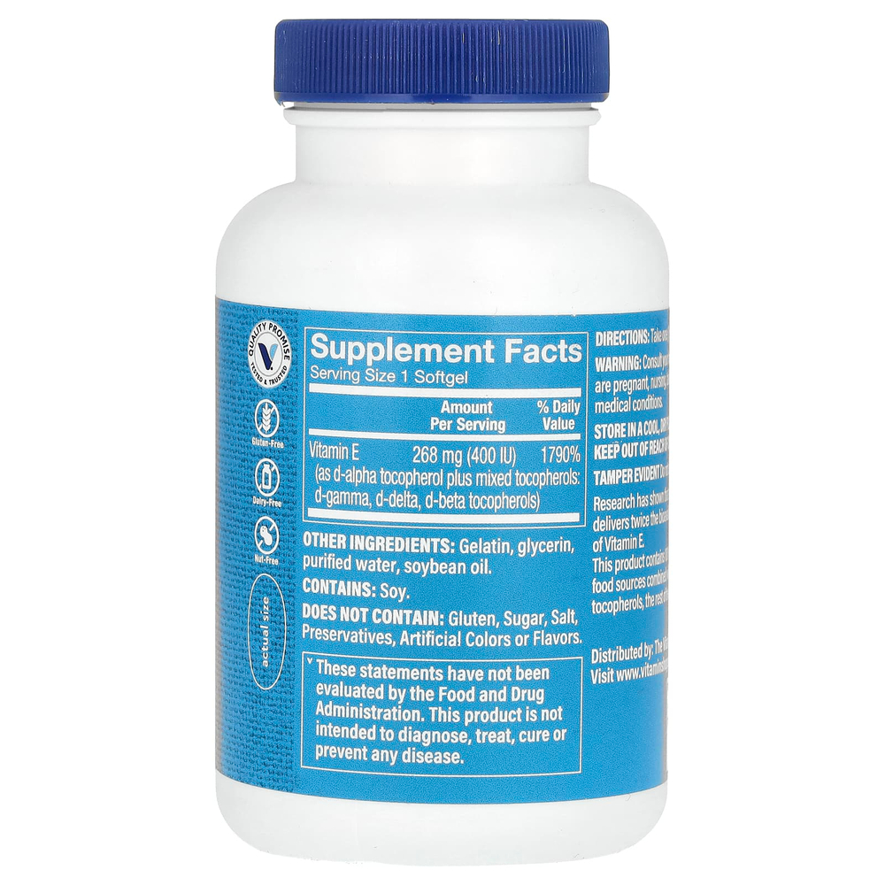 The Vitamin Shoppe, Витамин E, 268 мг (400 МЕ), 240 мягких таблеток