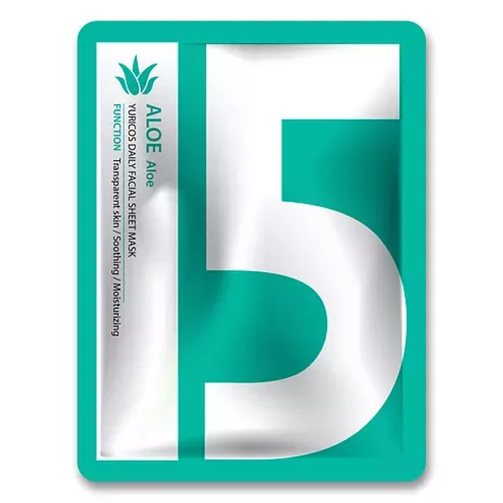 Маска для лица Yuricos Yurico5 Aloe тканевая с экстрактом Алоэ Facial Sheet Mask 22 мл
