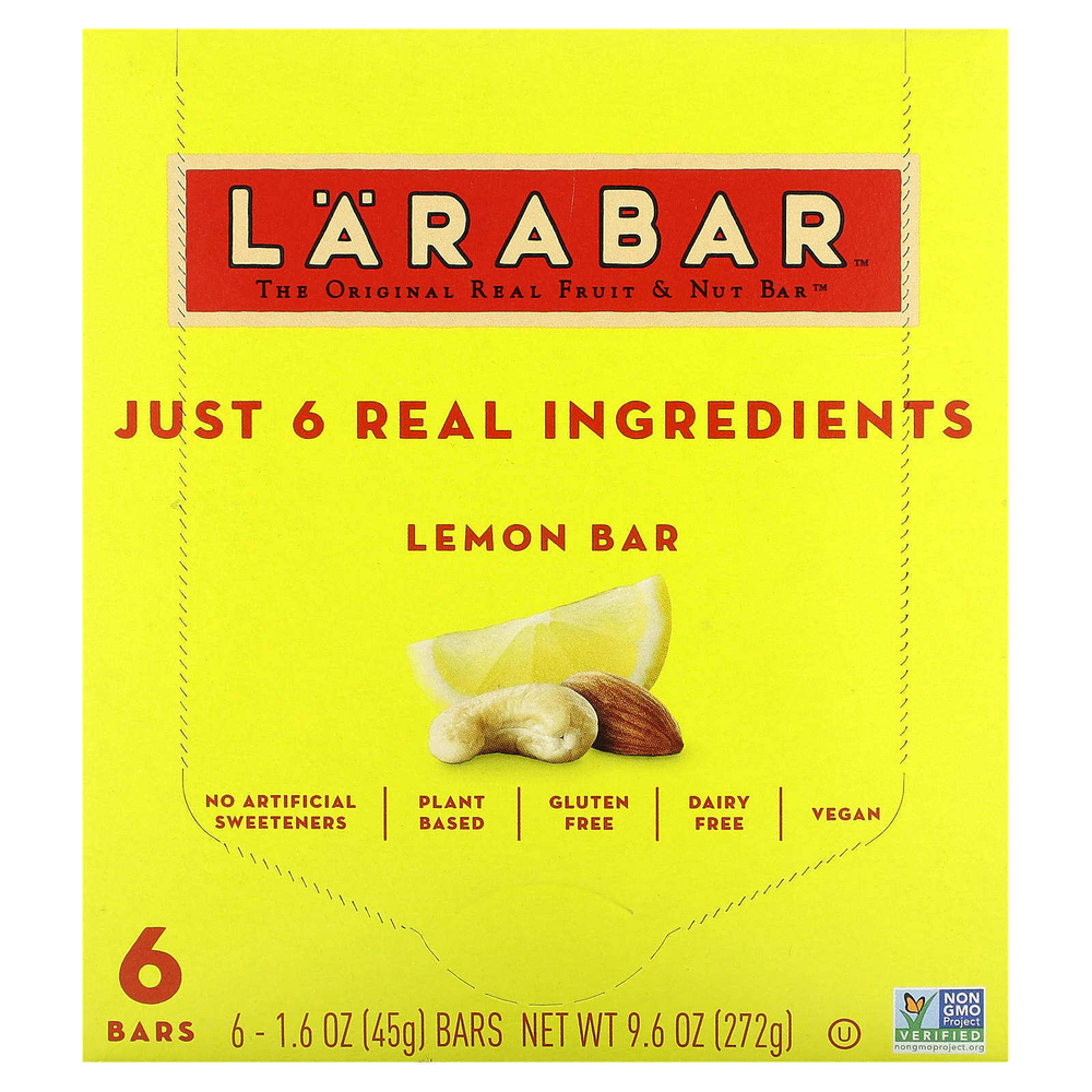 Larabar, The Original Real Fruit & Nut Bar, лимон, 6 батончиков, по 45 г (1,6 унции)