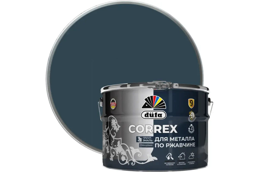 Грунт-эмаль Dufa CORREX 3 в 1 для металла по ржавчине RAL-7024 графитовый серый