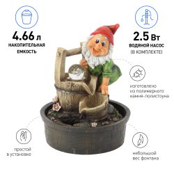 GANF-02 GREEN APPLE Настольный фонтан Гном Хозяин 31 см | GREEN APPLE