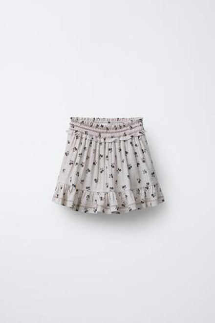 ZARA ЮБКА В КЛЕТКУ С ЦВЕТОЧНЫМ ПРИНТОМ, ЭКРЮ/ЧЕРНЫЙ