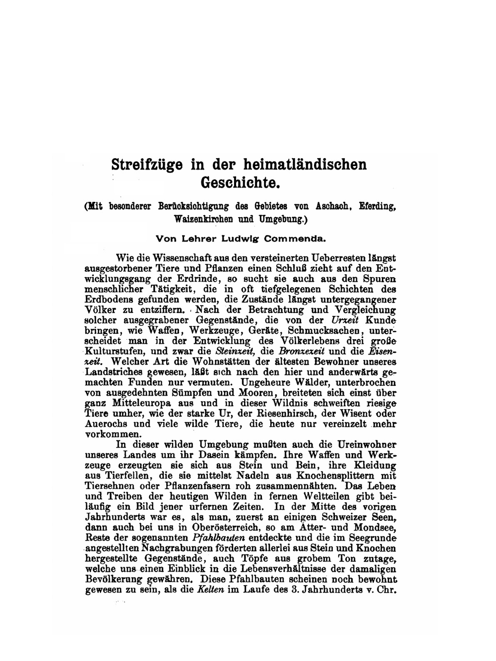 Aschach, Eferding, Waizenkirchen Und Umgebung. Eine Geschichtliche, Topographische Und Landschaftliche Schilderung | L. Commenda