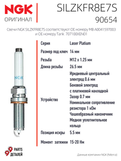 NGK 90654 SILZKFR8E7S Иридиевые свечи зажигания, 4 шт.