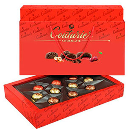 Набор шоколадных конфет Красная (Крем-шоколад, Помадно-вишневая, Трюфель с дробленым фундуком) 320г