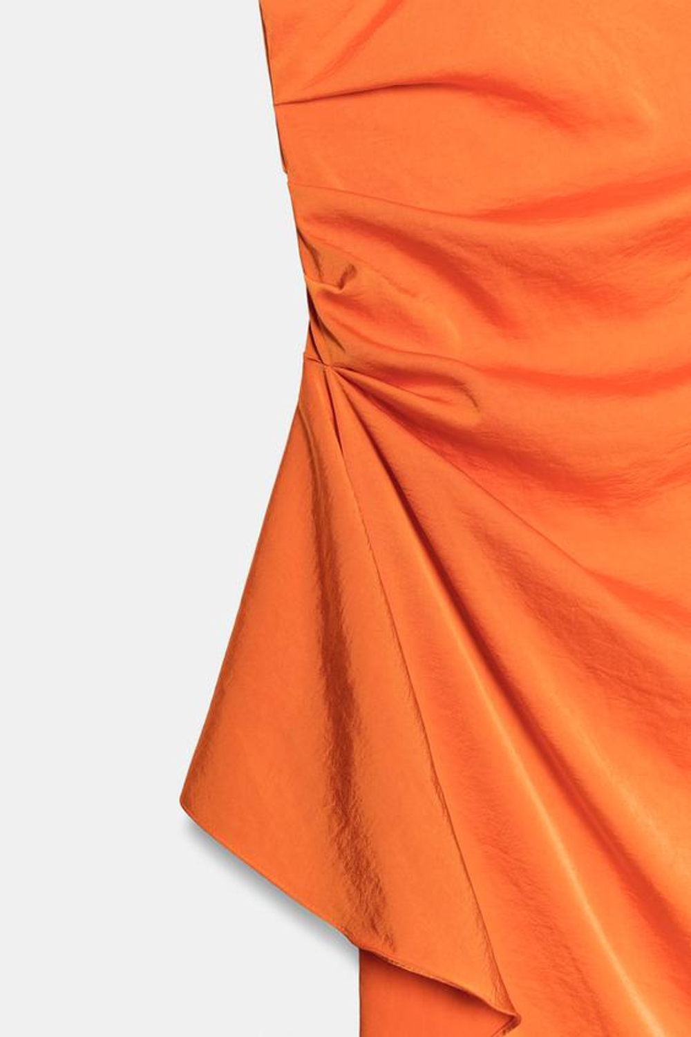 ZARA АТЛАСНОЕ ПЛАТЬЕ МИДИ АСИММЕТРИЧНОГО КРОЯ, ОРАНЖЕВЫЙ