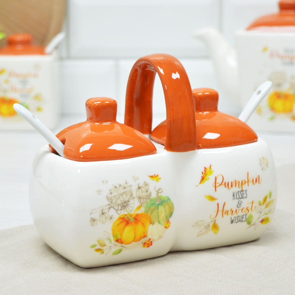 Банка для специй 2-х секционная 250мл "Тыква"