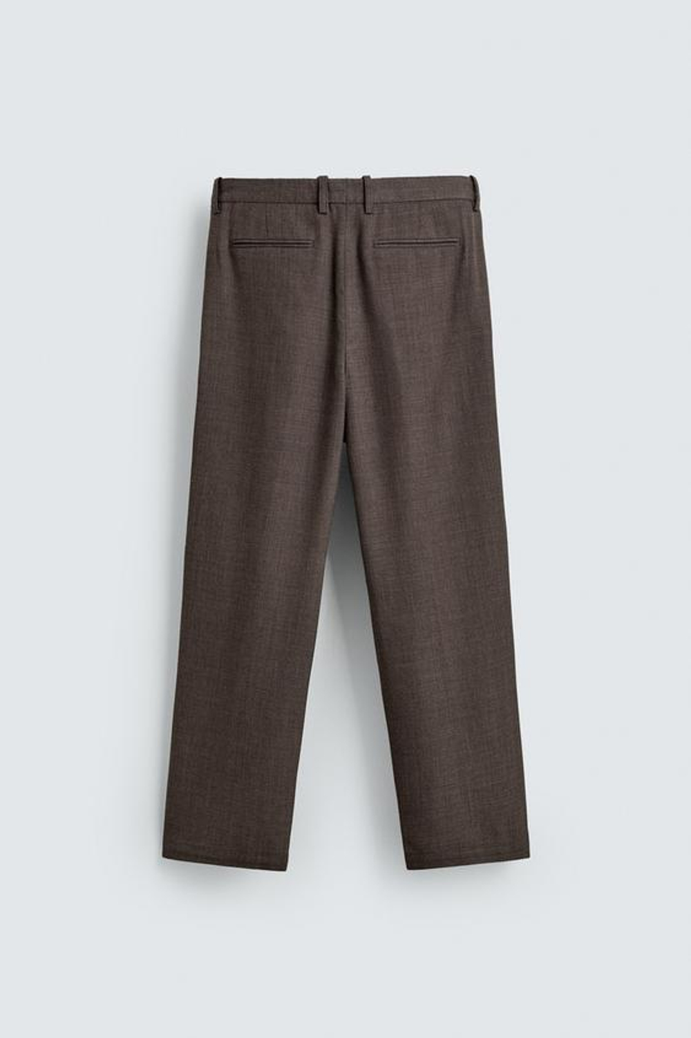 ZARA БРЮКИ ИЗ ШЕРСТИ С ЗАЩИПАМИ, СЕРО-КОРИЧНЕВЫЙ