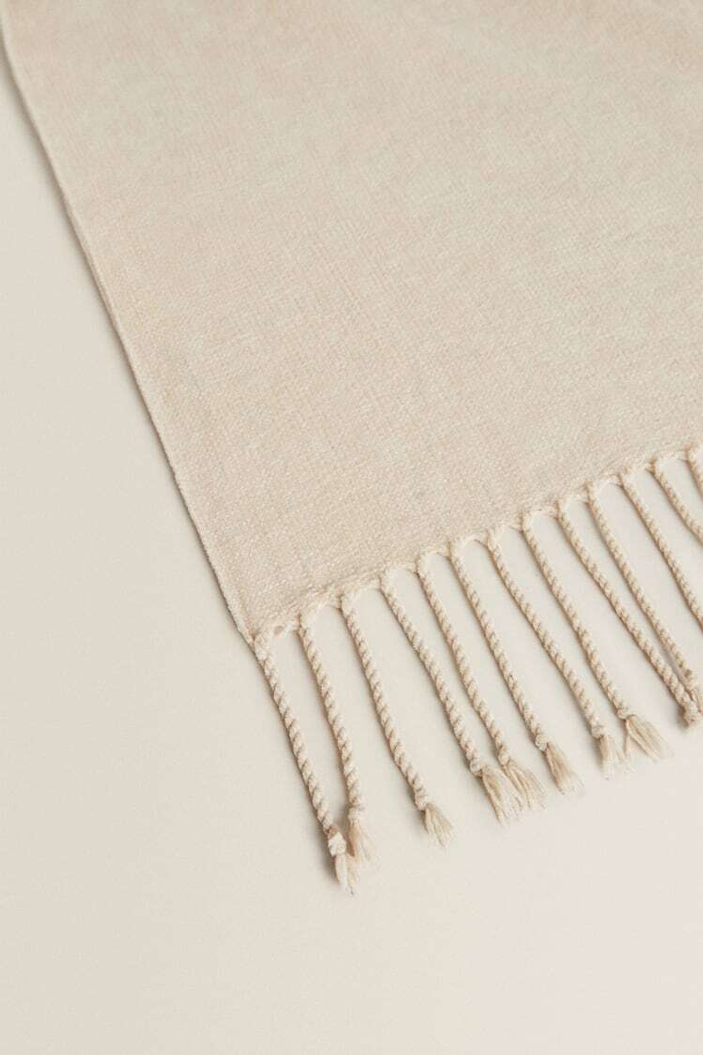 ZARA HOME ПЛЕД ИЗ СИНЕЛИ, СВЕТЛО-БЕЖЕВЫЙ