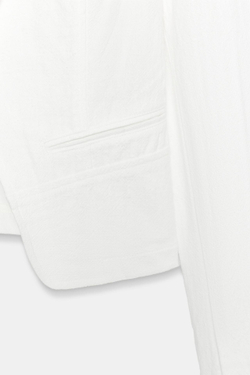 ZARA ДВУБОРТНАЯ КУРТКА ИЗ РАМИ, БЕЛЫЙ