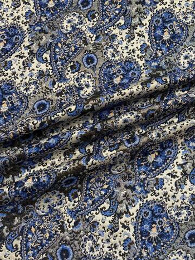 Жаккард хлопок с п/э и люрексом Etro голубой с песочным пейсли