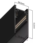 Трековая система освещения для натяжных потолков MAGNETIC S20 48V Чёрный шинопровод алюминиевый четырех-контактный низковольтный 4TRA 57x55x1500mm IP20 1.5 м. торцевые заглушки в комплекте