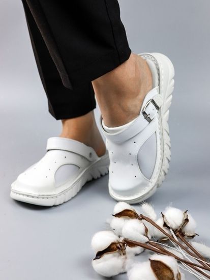 15 | "Kina" | Белые женские медицинские сабо натуральная кожа