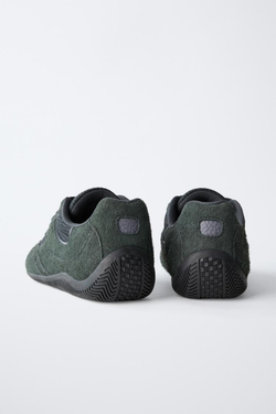 ZARA КРОССОВКИ СО ШНУРКАМИ В КЛЕТКУ ВИШИ, АНТРАЦИТОВО-СЕРЫЙ