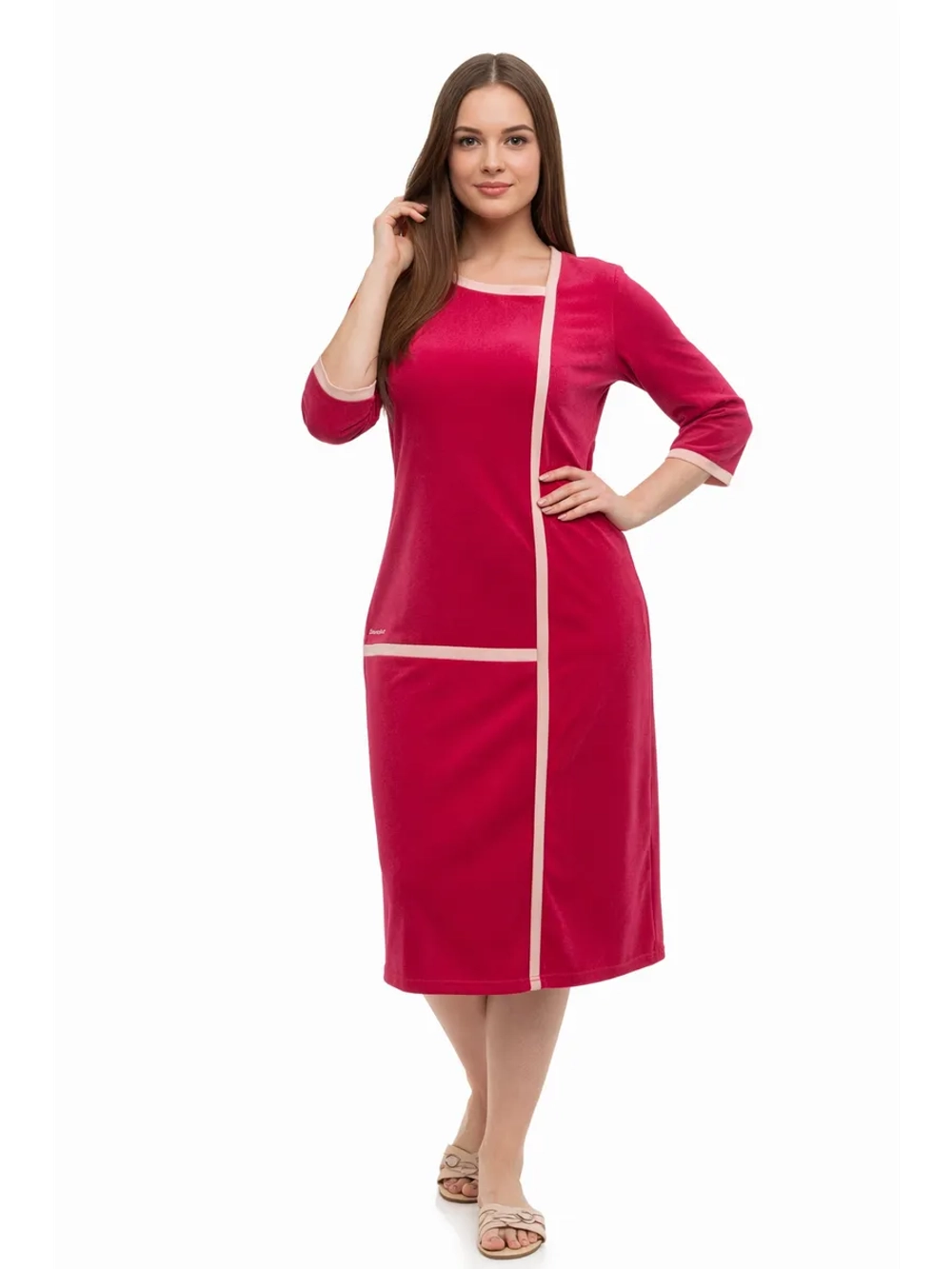 Велюровый домашний халат на молнии