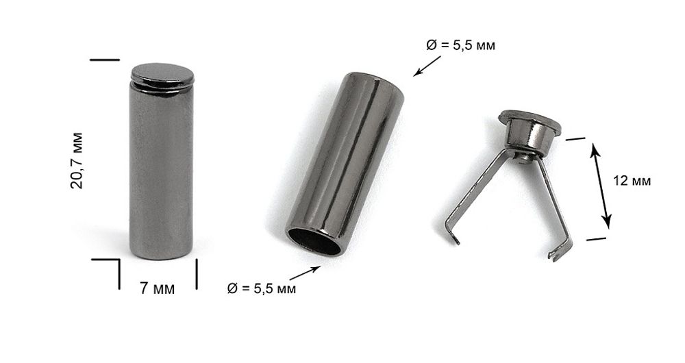 Наконечник для шнура, металл, d 5,5мм, р. 20,7х7 мм, чёрный никель