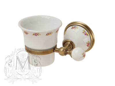 Стакан настенный Migliore Provance ML.PRO-60.502.BR керамика с декором, бронза