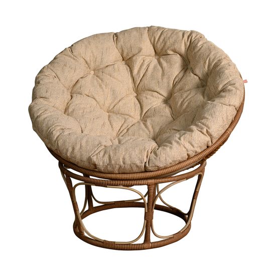 Кресло из искусственного ротанга Papasan Бамбук, подушка Бежевая