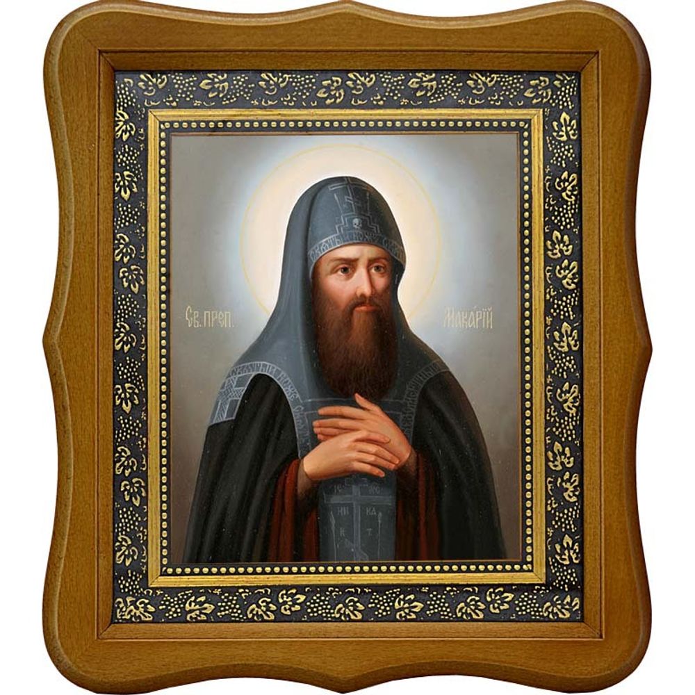 Макарий Печерский, преподобный постник. Икона на холсте.