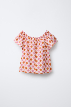 ZARA ТОП С ПРИНТОМ «СОЛНЦЕ», РОЗОВЫЙ