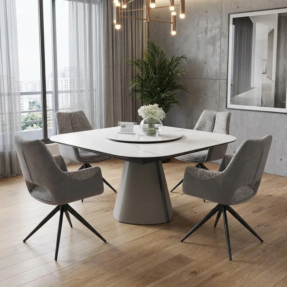 Стол М-City DISAUR Рубен (Ruben) 132 Tl-45 Белый мрамор, Испанская керамика, стекло, Латте