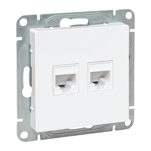 Механизм розетки RJ45 - 2шт, (cat6), белый Эпика EKF
