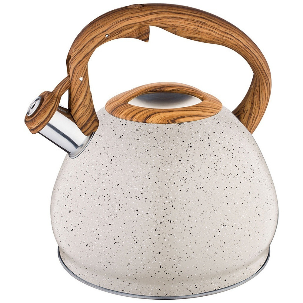 Чайник 3л со свистком, индукция, цвет мрамор айвори